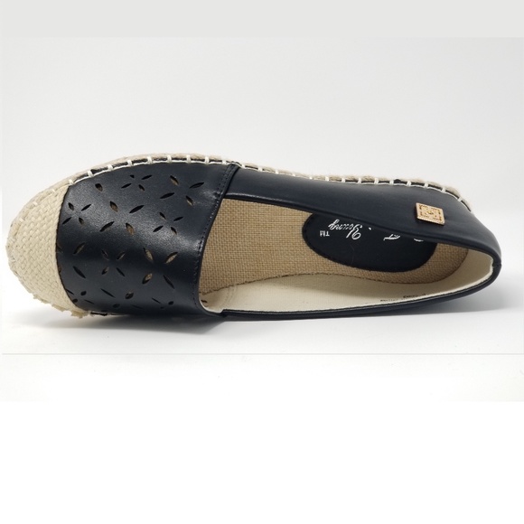Women Patterned Espadrille Flats, E-2603, Black - Picture 4 of 5